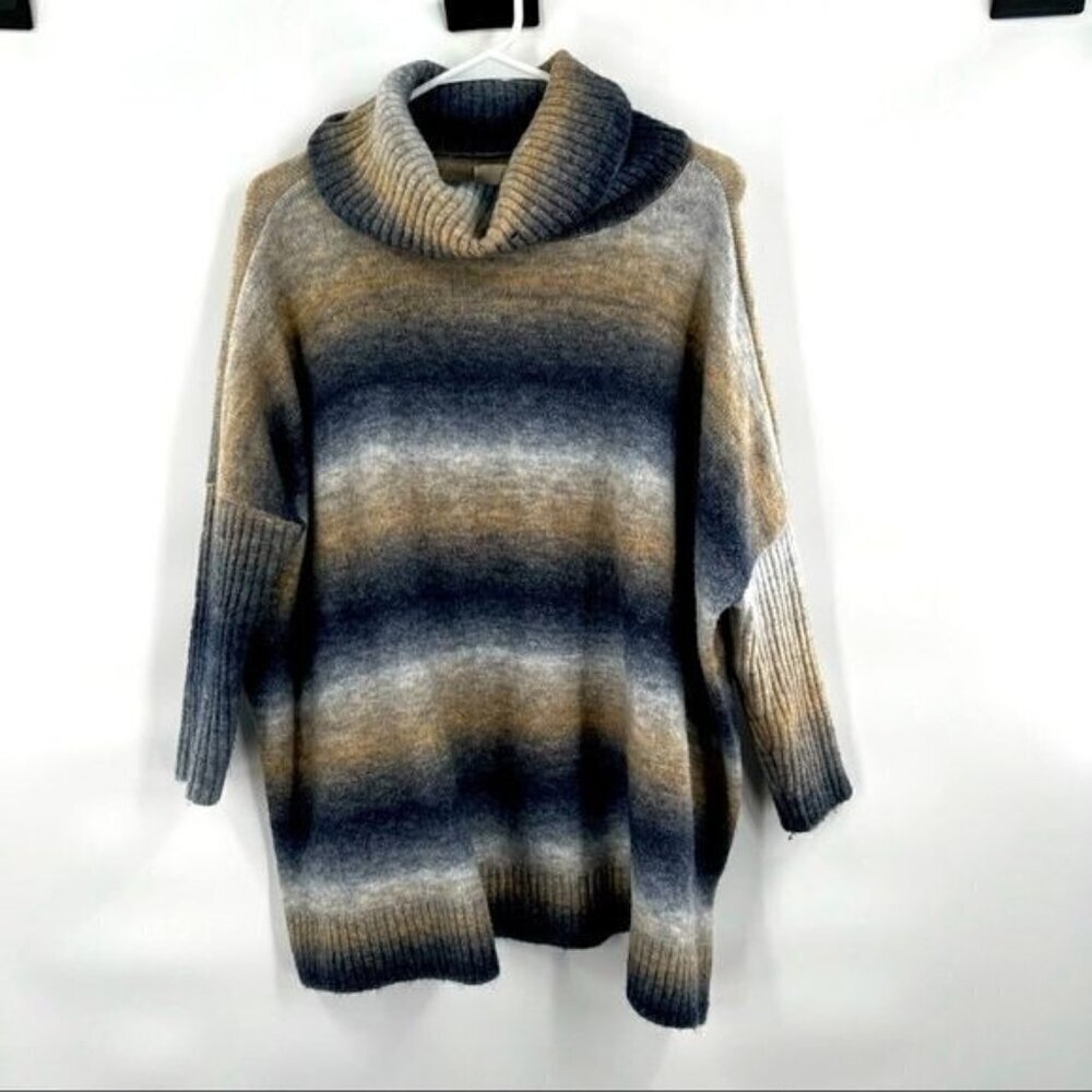 Loft striped wool blend long sleeve sweater cowl neck XS